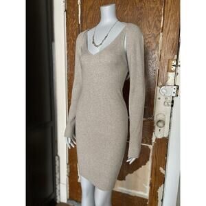 AND NOW THIS Beige Ribbed Knit Tank Dress w/Matching Crop Sweater sz XS (NWT)